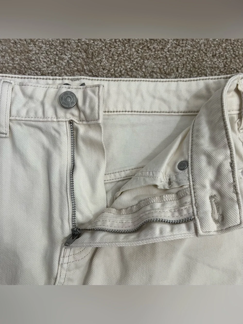 Free People We The Free Bailey Denim Skirt in Coconut Size 26